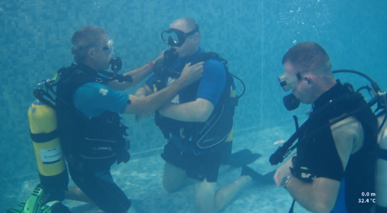 Students practising teaching a controlled buoyant lift