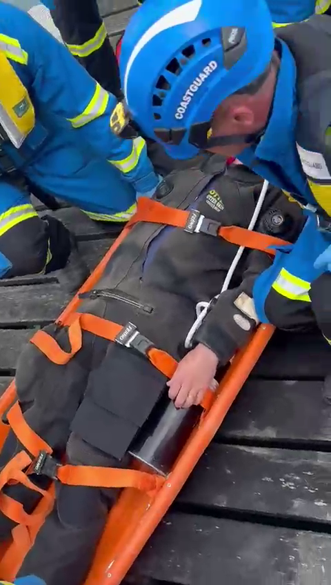 Diving 'casualty on a stretcher'